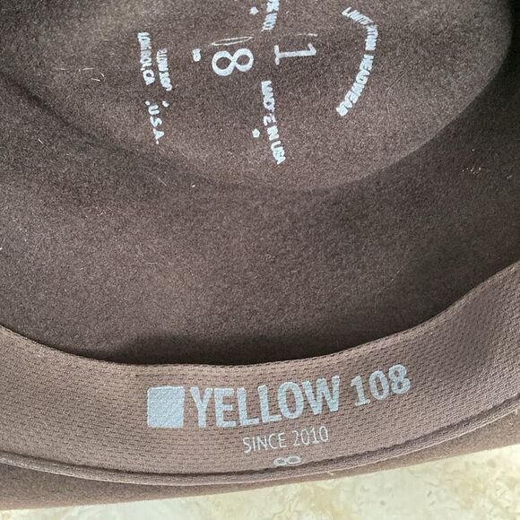 Yellow 108 Dylan Fedora Brown with Leather Bow $199 USD Retail - Picture 8 of 11